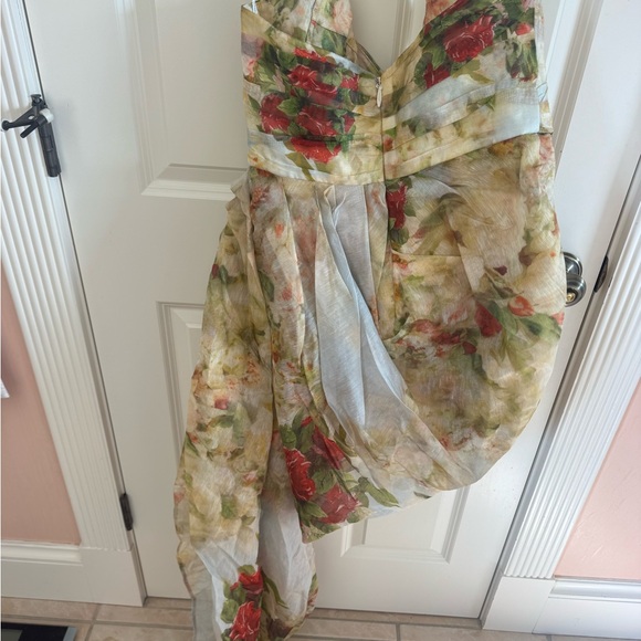 Zimmermann Asymmetrical Floral Dress - Red and Green - Picture 1 of 6